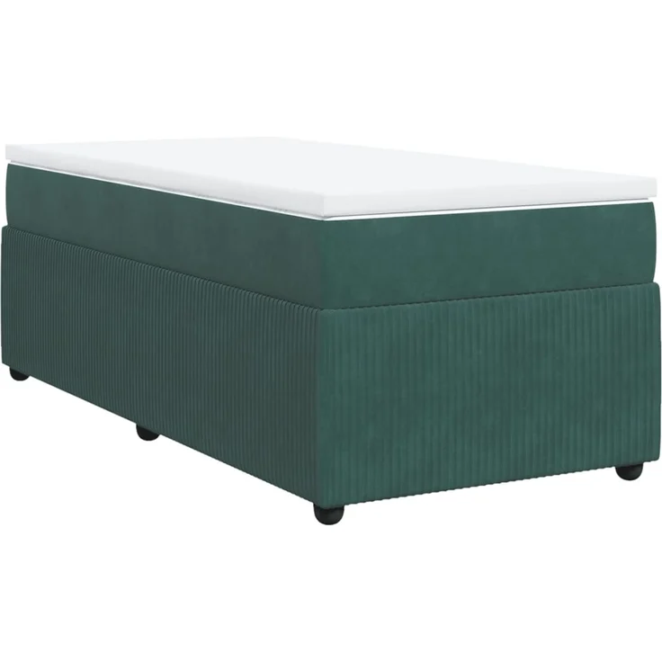 vidaXL Boxspringbett mit Matratze Dunkelgrün 90x200 cm Samt 3285617 – Bild 2