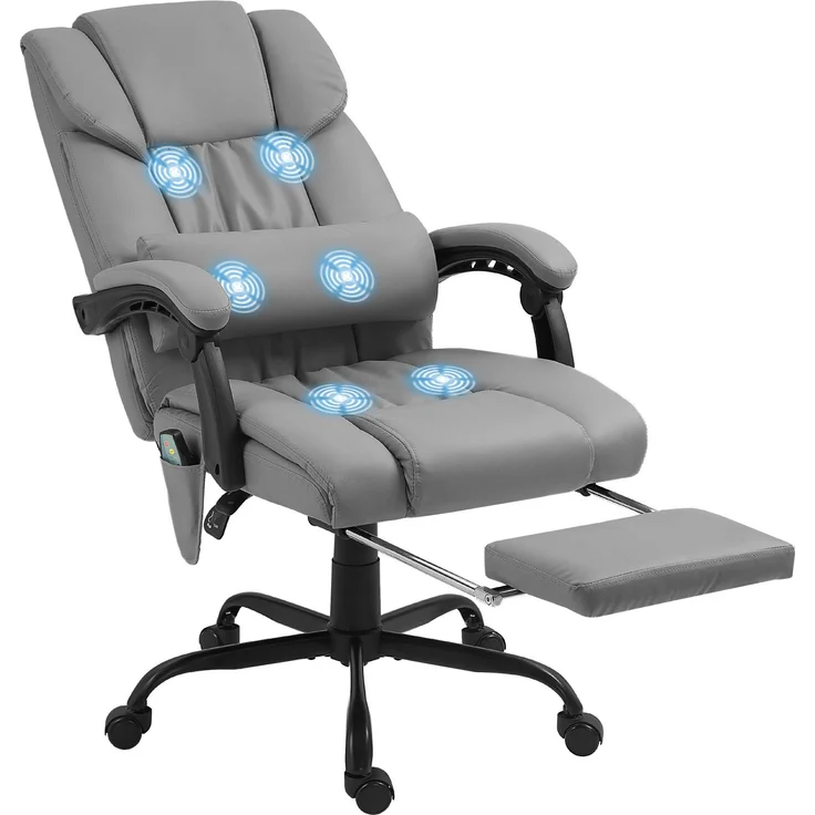 Massage-Bürostuhl mit Fußstütze, höhenverstellbar, neigbare Rückenlehne, kabelgebundene Fernbedienung, um 360° drehbar – Bild 1