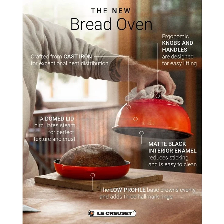 LE CREUSET Bräter Signature Brot Bräter 24cm, Gusseisen, Rund, Ø 23,9 cm, 3,5 l, 4,84 kg, Sea Salt, 21301247170430 – Bild 2