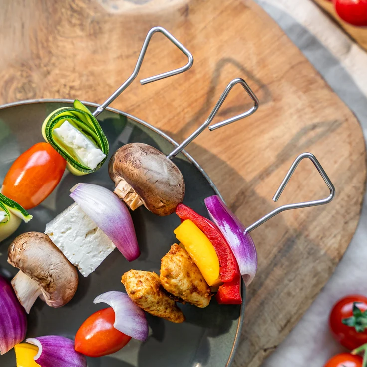 Grillspieße 12er Set aus Edelstahl ca. 29,5 cm - Schaschlik-Spieße im Vorteilspack – Bild 8