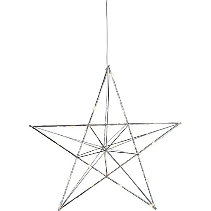 EGLO LED Weihnachtsdeko mit Dekostern zum Aufhängen, Hängedekoration Weihnachten mit Timer, Fenster Weihnachtsstern hängend aus Metall in Chrom, warmweiß