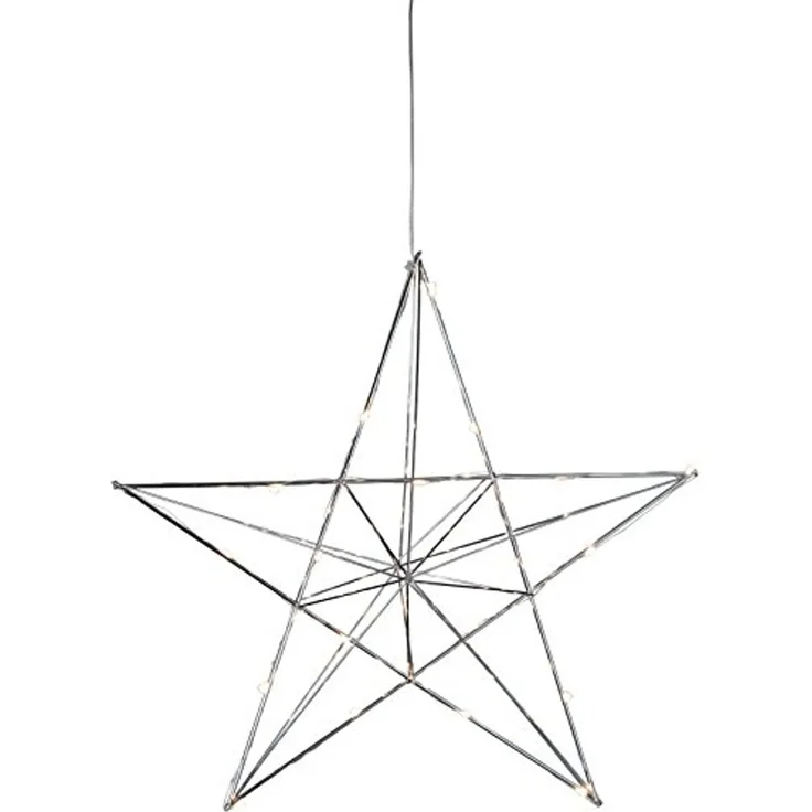 EGLO LED Weihnachtsdeko mit Dekostern zum Aufhängen, Hängedekoration Weihnachten mit Timer, Fenster Weihnachtsstern hängend aus Metall in Chrom, warmweiß – Bild 1