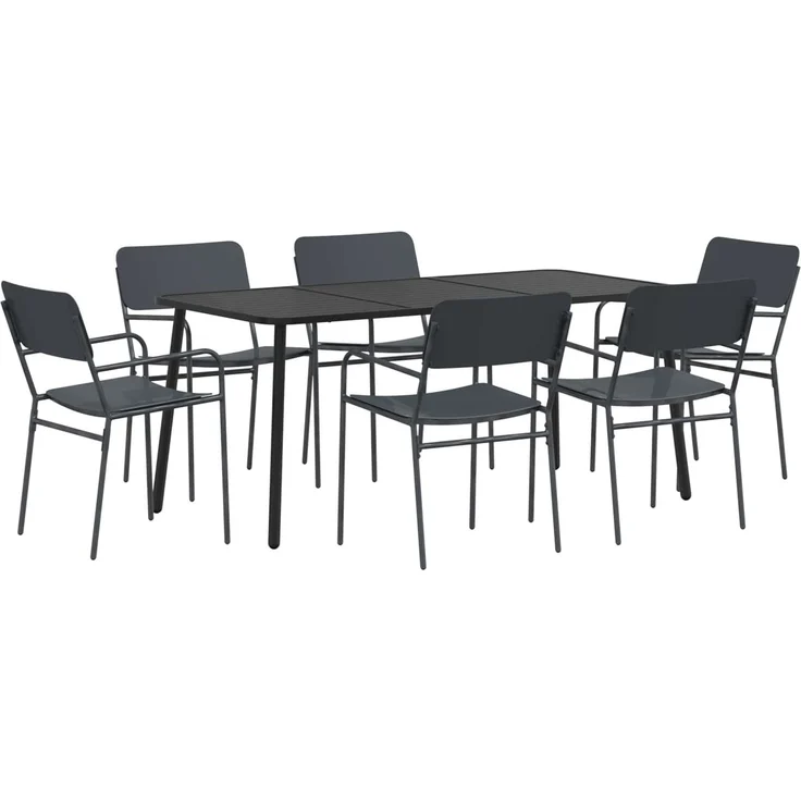 vidaXL Essgruppe 7 stk. Anthrazit 165 x 80 x 72 cm Stahl 3422856 – Bild 2