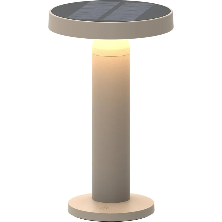 BOLD Solar-LED-Tischleuchte für Innen- und Außenbereich (Touch-Schalter, 6 Std. Nutzung, Stufenlos Dimmbar, IP44-Zertifizi, inkl. 1m USB-A auf USB-C Kabel) - Matt/Sand