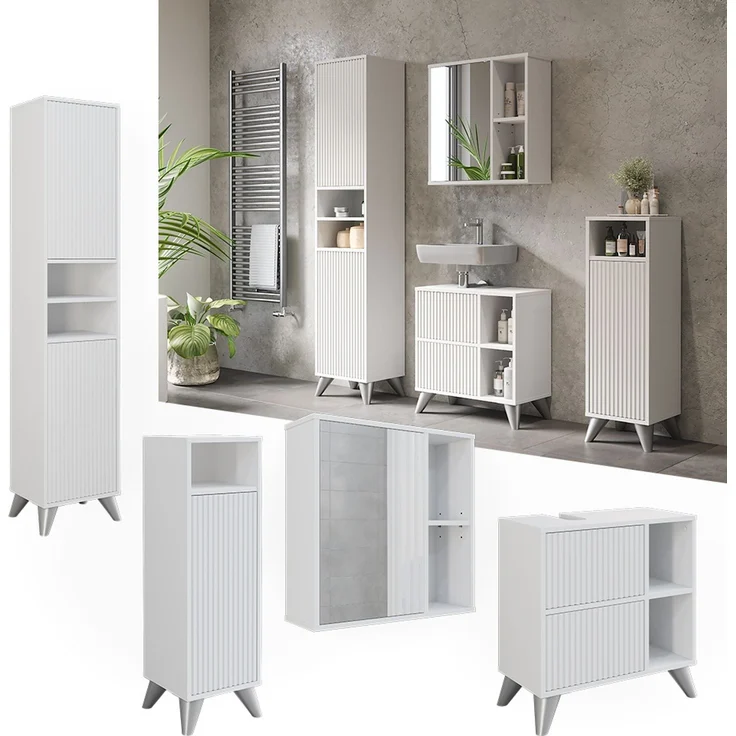 Badmöbel-Set Leano Weiß 4-teilig Vicco – Bild 2