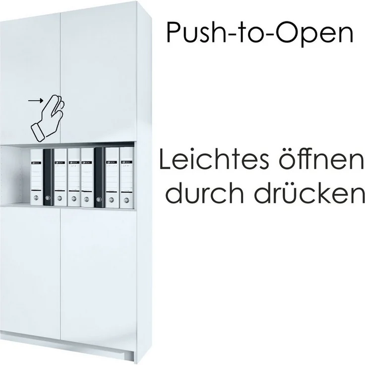 InnoFurn Aktenschrank Elona M2 Büroschrank (Ordnerschrank, Schrank für Büro, Home Office (82 x 184 x 37 cm) Aufbewahrungschrank mit Soft-Close & Push-to-Open – Bild 3