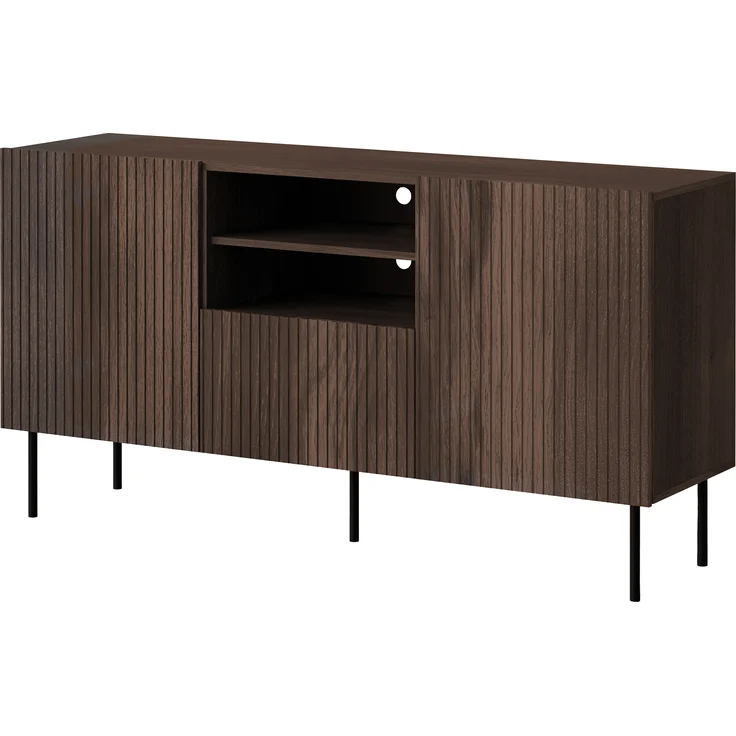 Mirjan24 'Trigev' Kommode mit 2 Drehtüren und Schublade, Laminatplatte nuss warmia, 81 x 42 x 151 cm – Bild 3