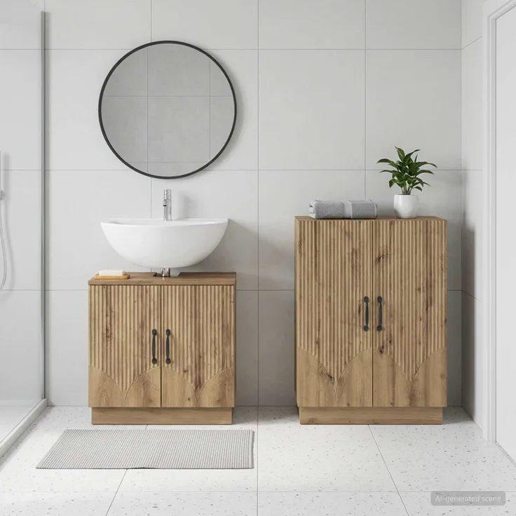 vidaXL 2-teiliges Badezimmer Schrank Set HOORN Artisan-Eiche 3417638