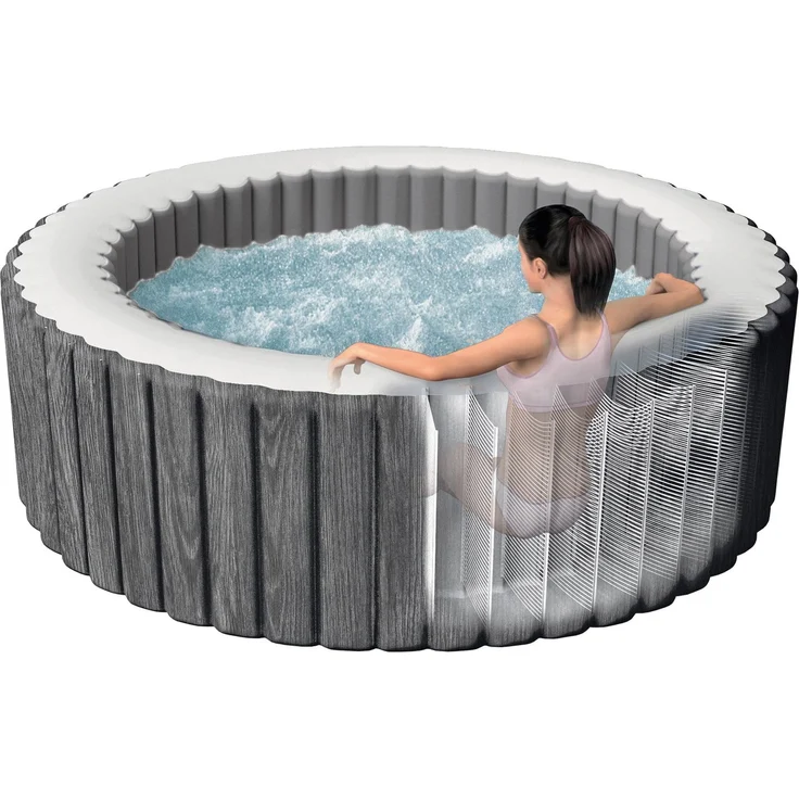 Intex 'Pure SPA Bubble GreyWood XXL Deluxe' Whirlpool, Ø 216x71 cm, bis zu sechs Personen, grau – Bild 4