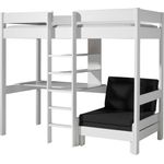 Hochbett mit Schreibplatte und Sesselbett Pino Kiefer Weiß