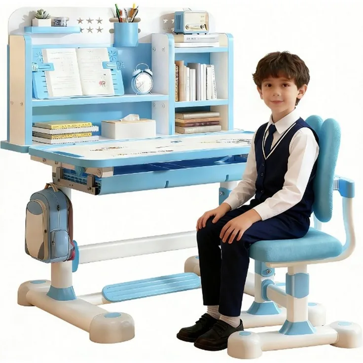 Rutaqian Kinderschreibtisch Kinderschreibtischstuhl mit Bücherständer,Höheverstellbar 65 und 71cm (Schreibtisch Mädchen ab 6 jahren, 1-St, ergonomischer Kids Schreibtisch und Stuhlset für Kinder), mit Stuhl & Schublade,Kinder Schüler Schreibtisch für J...