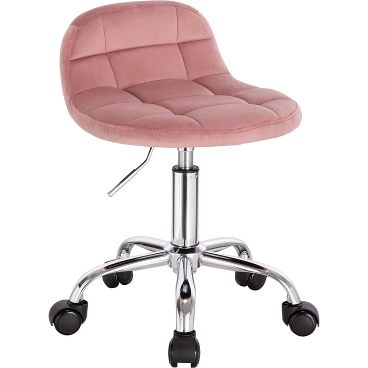 Faumrta Bürostuhl,Wohnstuhl,Bürrohocker mit Rollen,Drehbarer Computer-Schminkstuhl(nur Stühle)Foam,Metal,Velvet31cm*38cm*68cmRosa – Bild 6