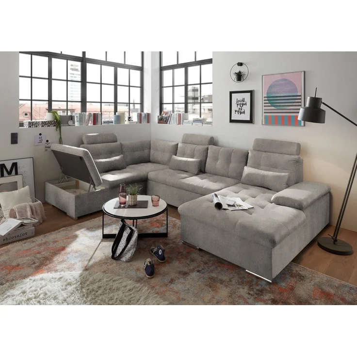 Couch in Taupe - Schlaffunktion und Bettkasten - Medan XXL – Bild 2