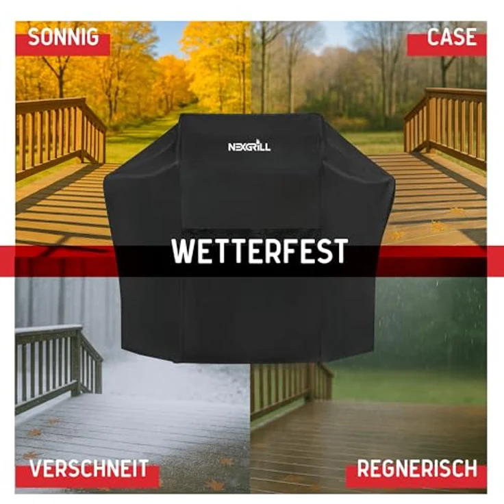 nexgrill Grillabdeckhaube Universal Grillabdeckung 178cm, 165cm, 150cm, Schutzhülle für Grill, schwarz, Grillabdeckung wetterfest – Bild 3