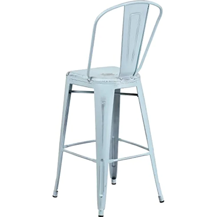 Flash Furniture Handelsübliche Qualität, 4 Stück, 76,2 cm hoch, Metall, für drinnen und draußen, Barhocker mit Rückenlehne, grün-blau, 4 Stück – Bild 8