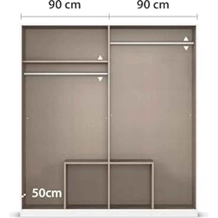 Rauch Möbel Glasgow, Kleiderschrank, Farbe Weiß/Grau metallic, Breite 181cm | Schrank, 4-türig, Spiegel, 4 Schubladen, für Schlafzimmer, Kinderzimmer, Babyzimmer, Garderobe, Flur – Bild 7