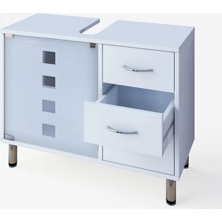 VCM Badmöbel Waschbeckenunterschrank Darola 911924 Weiß H. 58 x B. 67 x T. 30 cm – Bild 2