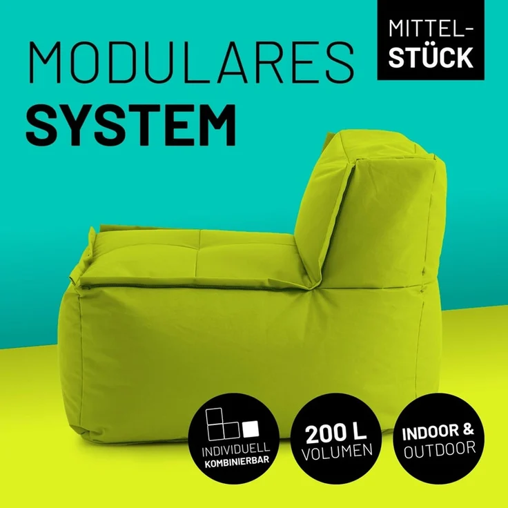 Lumaland Sitzsack-Sofa, Polyester, Mittelteil, Apfelgrün, 70 x 81 x 54 cm – Bild 2