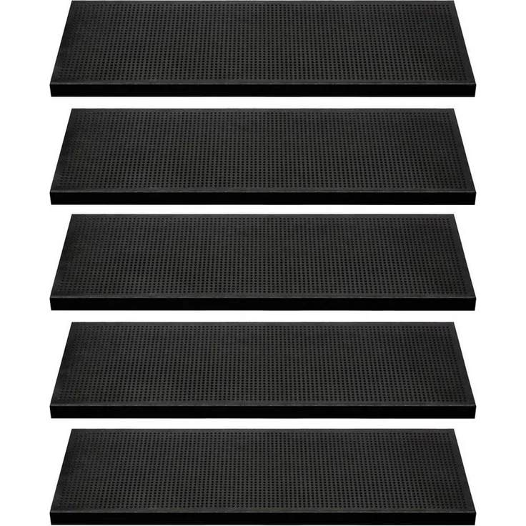 BigDean Stufenmatte Stufenmatten Set aus Gummi - 75x25cm - mit Winkelkante, Eckig, Höhe: 3 mm, Rutschhemmend, Wetterfest, Abriebfest, Leicht zu reinigen – Bild 1