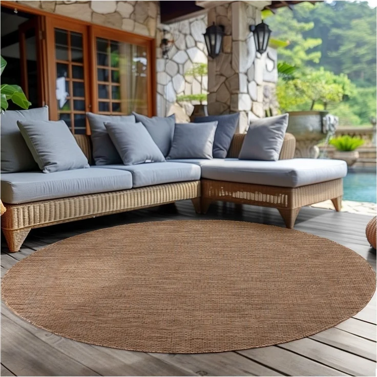 Carpettex Outdoorteppich Unicolor - Einfarbig, Rund, Höhe: 5 mm, Rund Outdoor Teppich Wetterfest Balkon Küchenteppich Flachgewebe – Bild 1