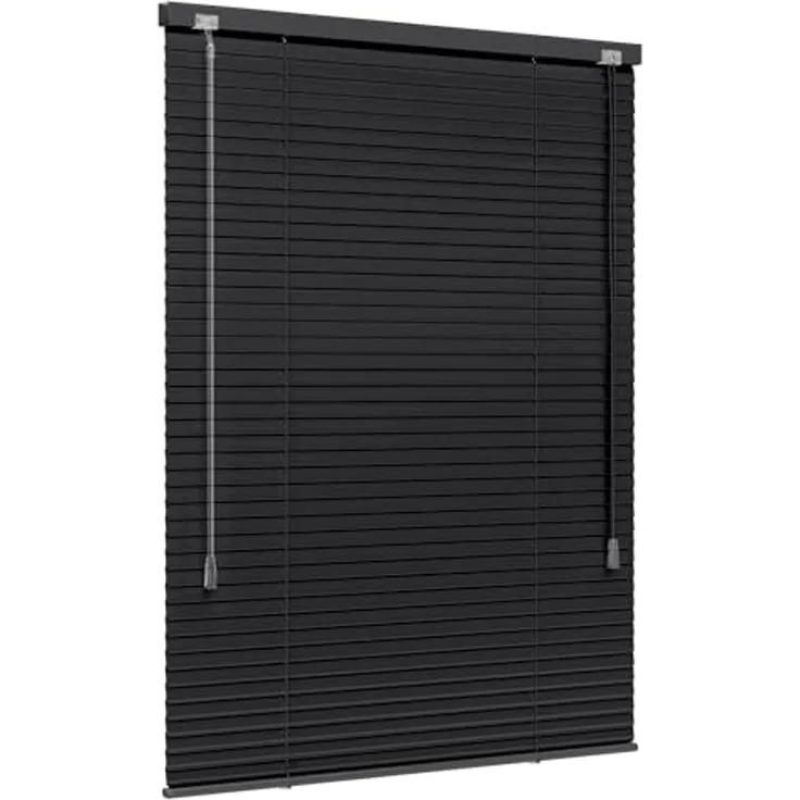 jalousiescout Jalousie LightLess Aluminium-Jalousie, 25 mm, 40 x 130 cm, schwarz matt, ohne Bohren, geklemmt oder verschaubt, Aluminium, vollverdunkelnd, Feuchtraumgeeignet