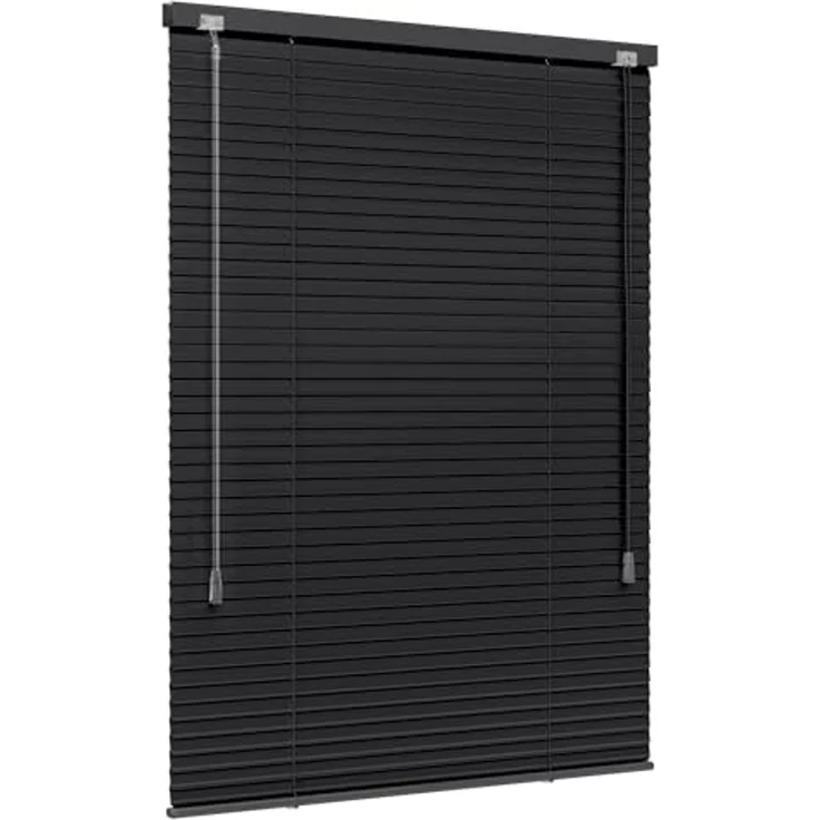 jalousiescout Jalousie LightLess Aluminium-Jalousie, 25 mm, 40 x 130 cm, schwarz matt, ohne Bohren, geklemmt oder verschaubt, Aluminium, vollverdunkelnd, Feuchtraumgeeignet – Bild 1