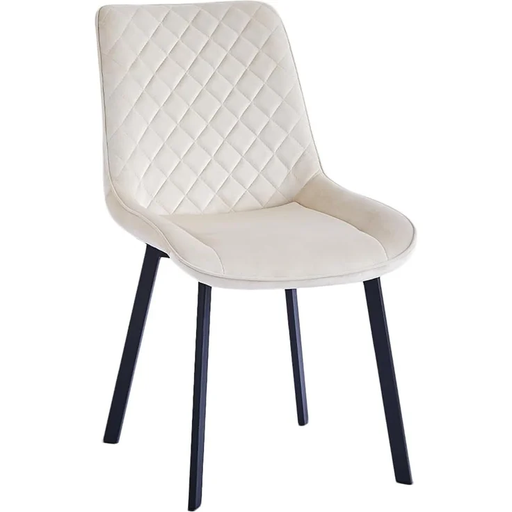 Shally Dogan Set mit 4 Stühlen für Esszimmer, Haus, Büro, Wohnzimmer, Wartezimmer, ergonomischer Stuhl mit Samtbezug und schwarzen Füßen, Sessel modernes Design, bequem mit robuster Struktur (Beige) – Bild 4