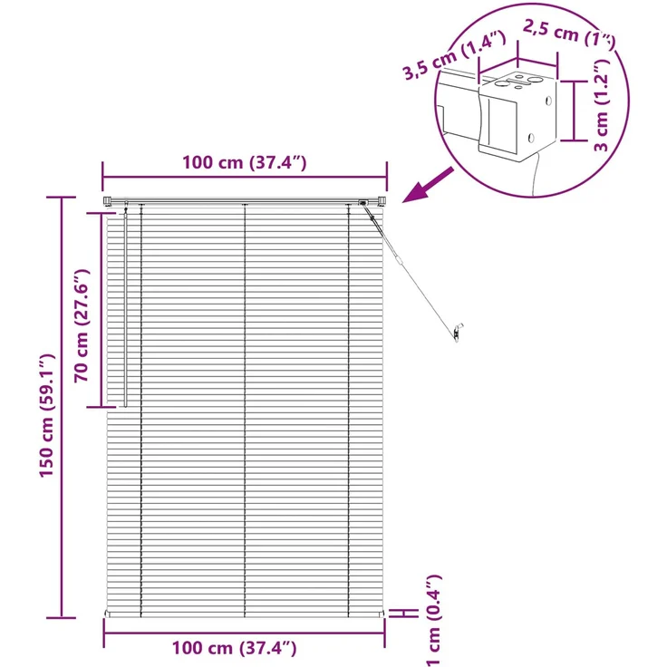vidaXL Venezianische Jalousie Silber Grau 150 x 100 cm 25 mm PVC 42003686 – Bild 10