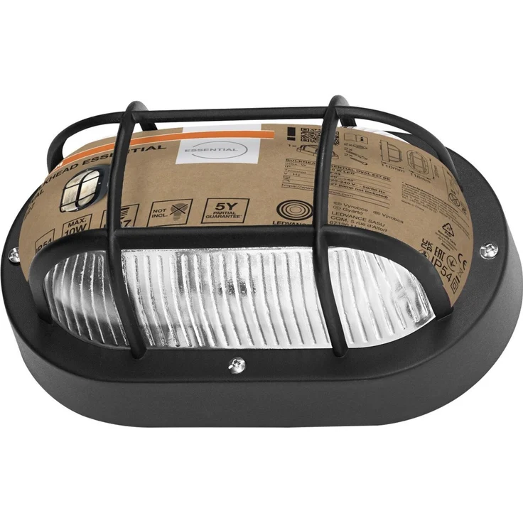 Osram LED Wandleuchte Bulkhead Essential Oval E27 schwarz – Bild 7