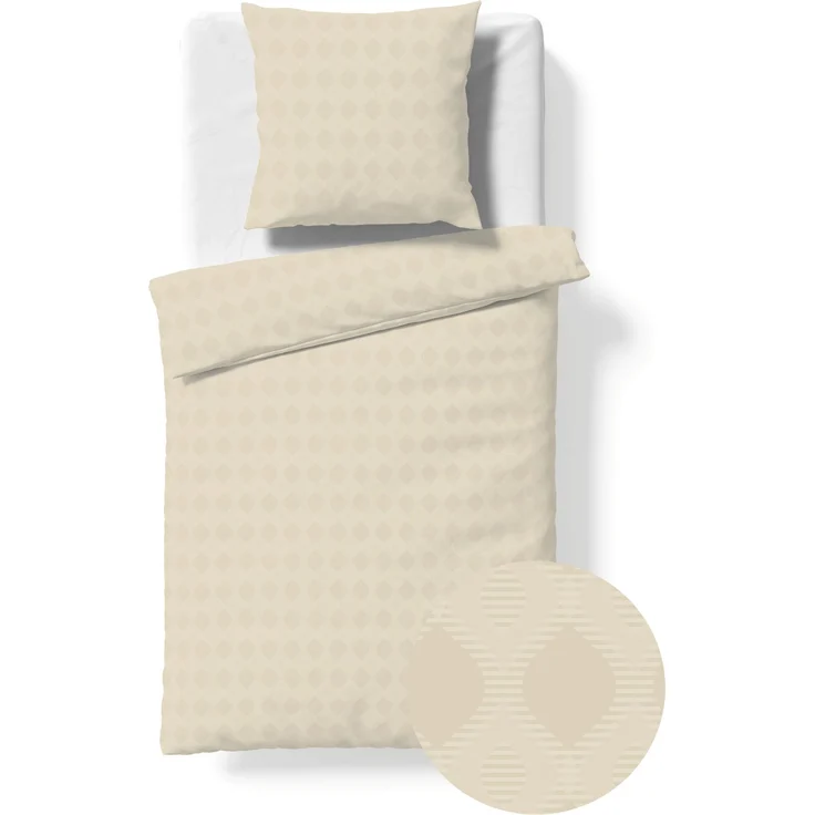 Fleuresse Mako Damast Bettwäsche uni 135x200 Tropfen beige porzellan 454620-9050 – Bild 2