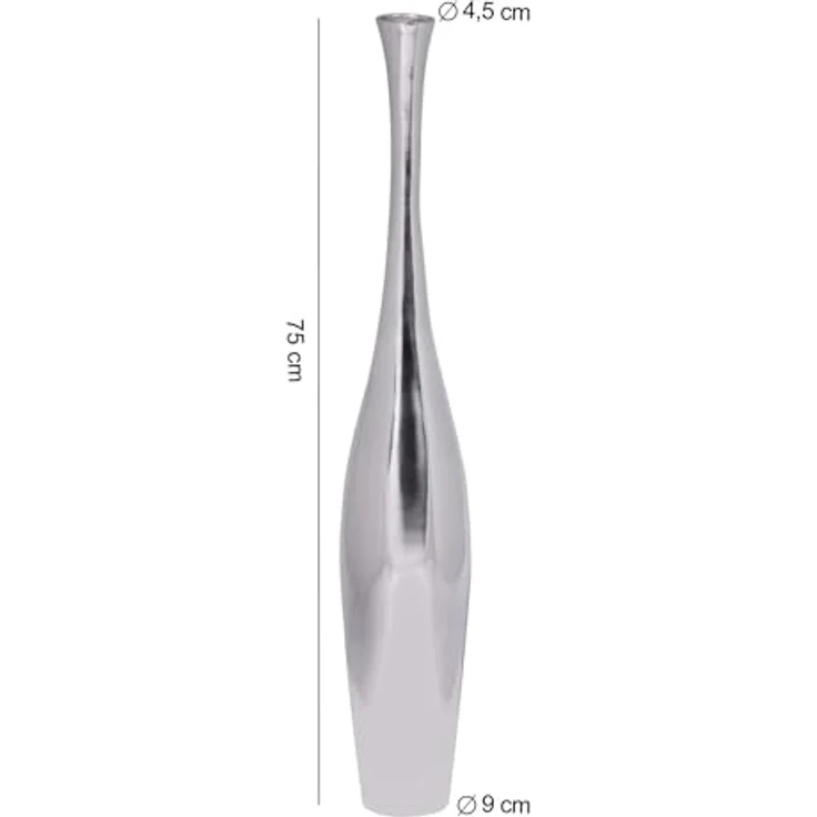 Wohnling Deko Vase groß Bottle S, handgefertigte Aluminium Blumenvase in Silber mit 1 großer Öffnung, 75 cm hoch, moderne Dekovase für Blumen – Bild 3