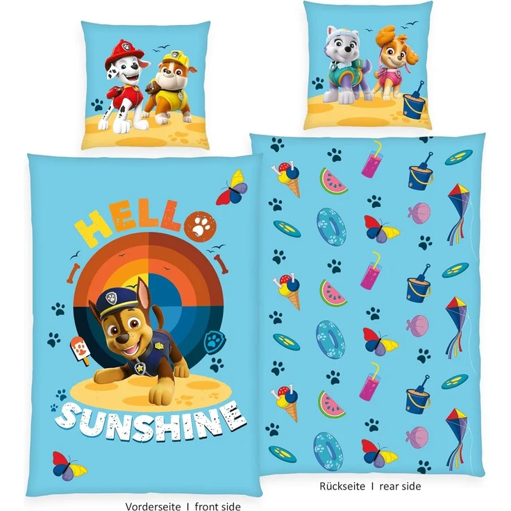 Paw Patrol Bettwäsche 135x200 cm Baumwolle Kinder Bettset 2 teilig Wendemotiv – Bild 2