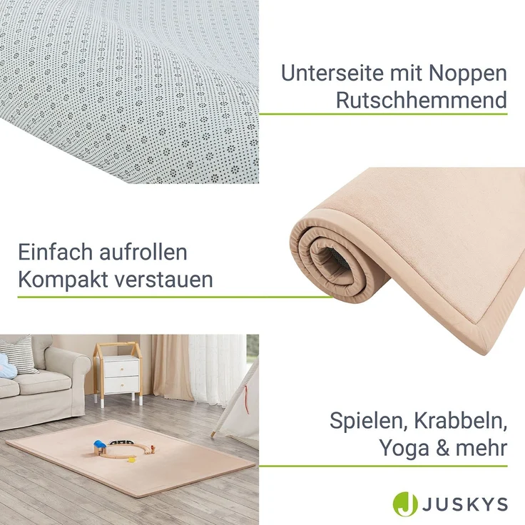 Juskys Krabbelmatte, Polyester beige, 180 x 120 cm – Bild 5
