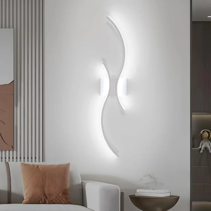 Goeco Wandleuchte Innen 80 cm 27W 3000 lm Moderne LED Wandleuchte Kaltlicht 6500K mit 2 Acrylglasröhren Wandleuchte Weiß für Schlafzimmer Wohnzimmer Treppe Küche – Bild 2