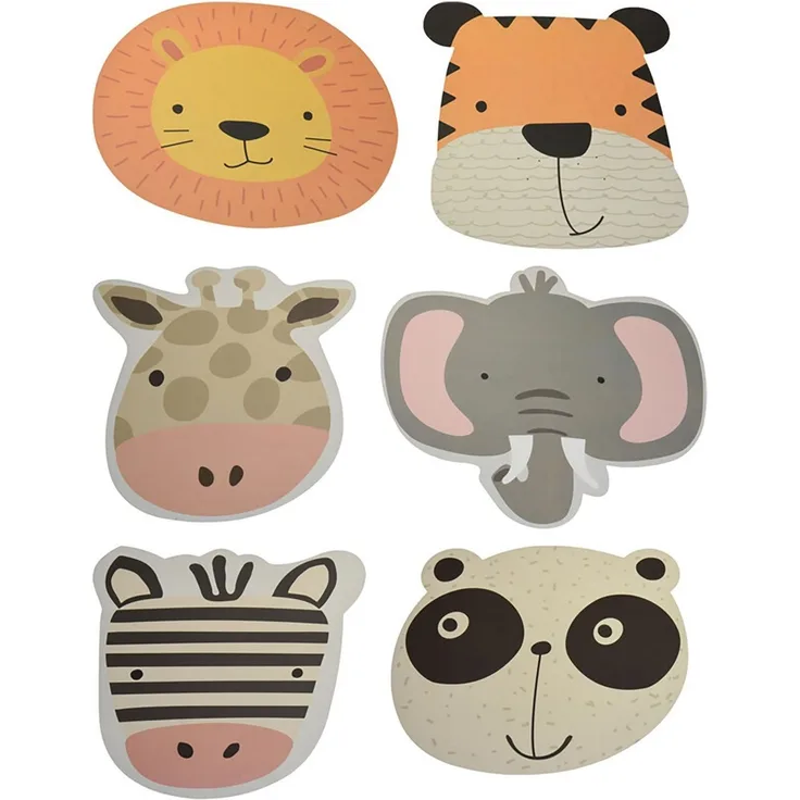 Annastore Platzset 6-teiliges Platzset Kinder Tiermotive - BPA-frei & kinderfreundlich, Ø 40 cm, Rutschfeste, BPA-frei & kinderfreundlich