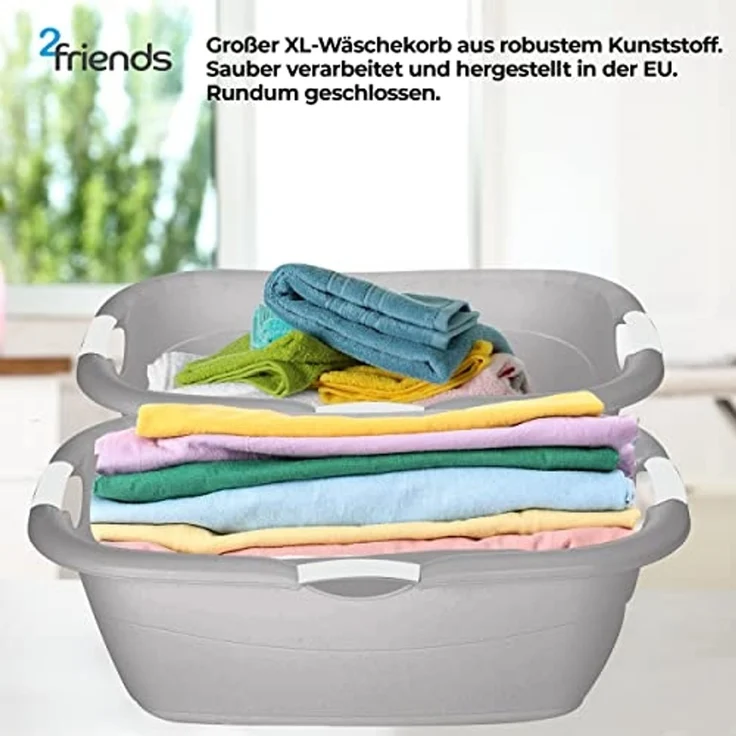 2friends Wäschewanne Premium Wäschekörbe ohne Löcher (3er Set 68x46x25 cm), Multifunktional für den Haushalt – Bild 4
