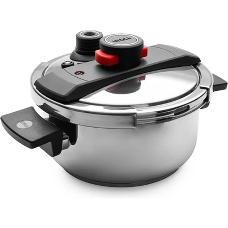 WOLL Schnellkochtopf Pressure Pro Einhand‑Sicherheitsdeckel 22 x 12 x 22 cm 4 L Edelstahl Alle Herdarten Induktion Backofenfest Spülmaschinengeeignet