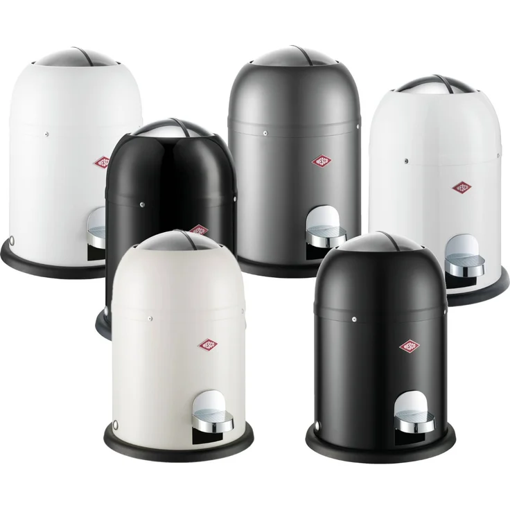 WESCO MINI MASTER Mülleimer WEISS mit 6 Liter Abfallvolumen und Fußtritt / Badeimer / Standabfallbehälter – Bild 1