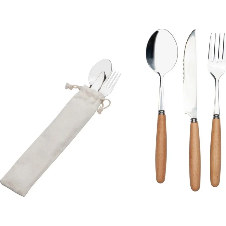 Macma Besteck-Set Besteckset in einem Baumwolltäschchen / Löffel, Gabel und Messer – Bild 2