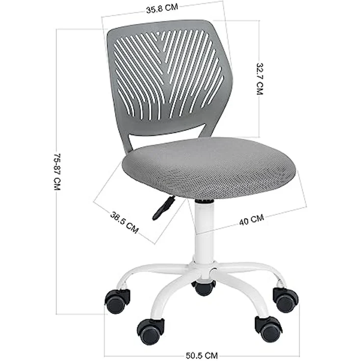 FurnitureR Schreibtischstuhl, ergonomischer Drehstuhl ohne Armlehnen, höhenverstellbarer Bürostuhl mit Rollen, komfortabler Arbeitsstuhl für Home Office, Schlafzimmer und Arbeitszimmer – Bild 3