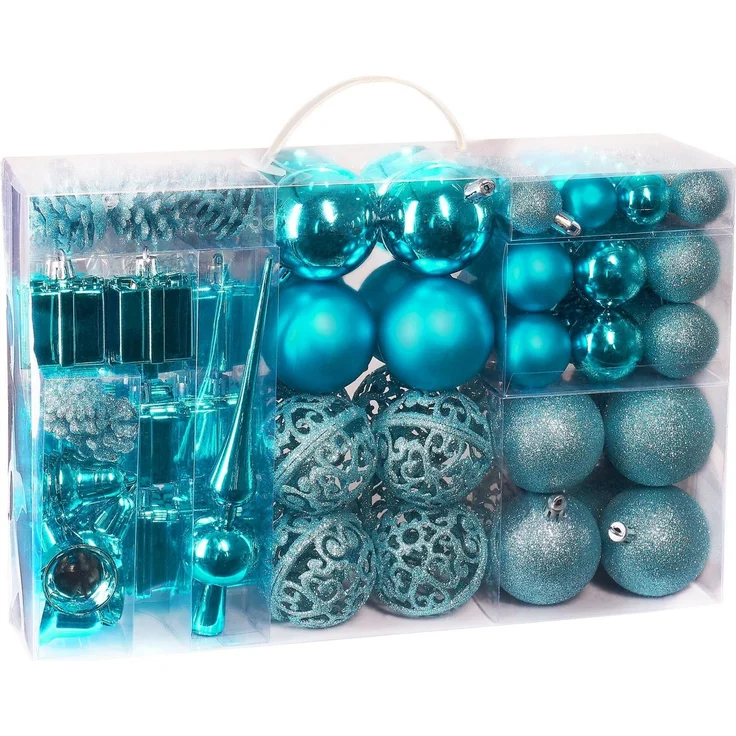 BRUBAKER Weihnachtsbaumkugel 101-teiliges Weihnachtskugel-Set mit Baumspitze, Christbaumschmuck aus Kunststoff, Weihnachtsdekoration edel und robust