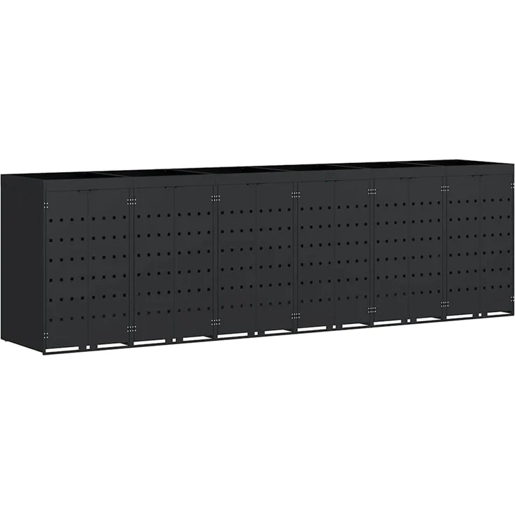 vidaXL Wagenmüllbehälter für 6 Behälter Schwarz 408 x 77,5 x 121,5 cm 3394742 – Bild 2