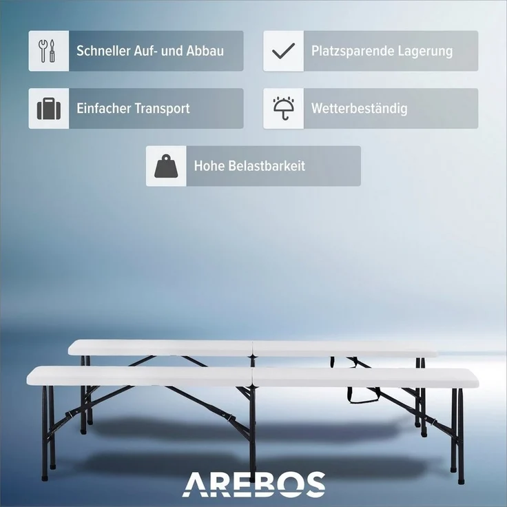 Arebos Bierzeltgarnitur 2x Bierbank I Faltbank I Klappbar – Bild 2
