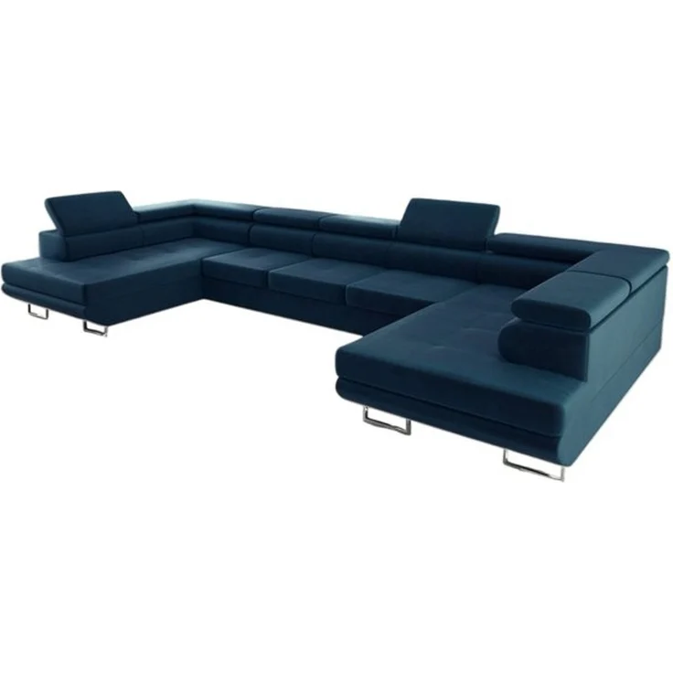 thematys Ecksofa Aston U 403 x 203 cm, mit Schlaffunktion, mit Bettkasten, mit verstellbaren Kopfstützen, Blau (Monolith 77), Ausrichtung 390 cm|350 cm – Bild 6