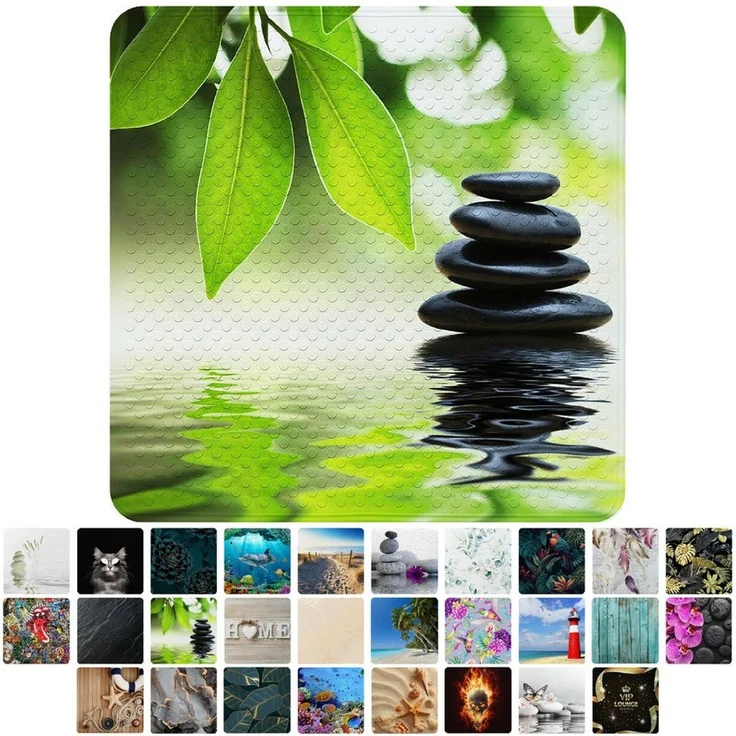 Sanilo Duschmatte, mit Motiv, rutschfest, waschbar, quadratisch, 230 extra starke Saugnäpfe, Kunststoff PVC, 53 x 53 cm, Harmony – Bild 1