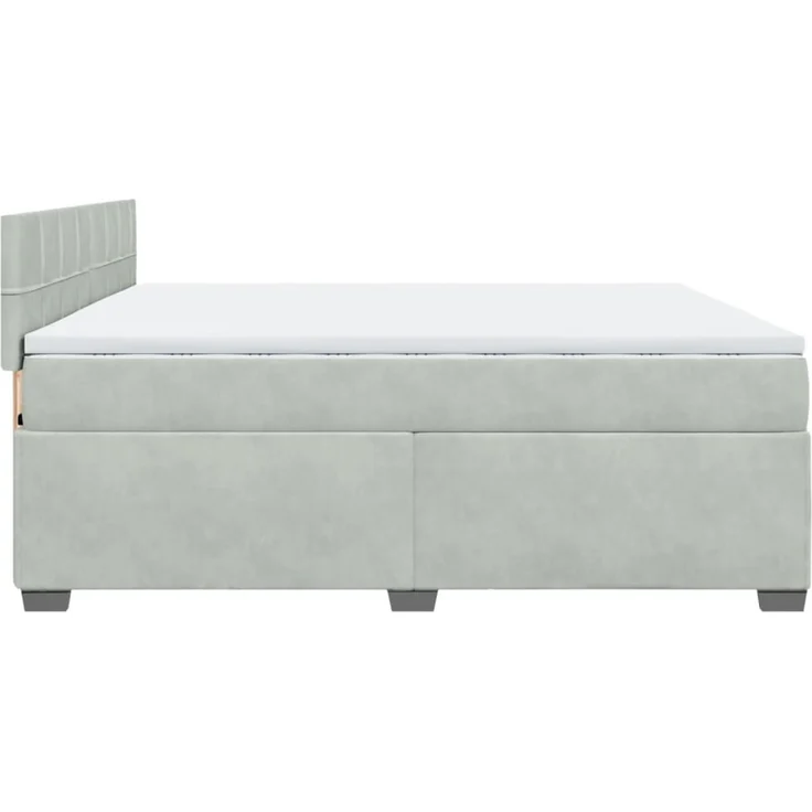 vidaXL Boxspringbett mit Matratze Hellgrau 200x200 cm Samt 3286402 – Bild 9