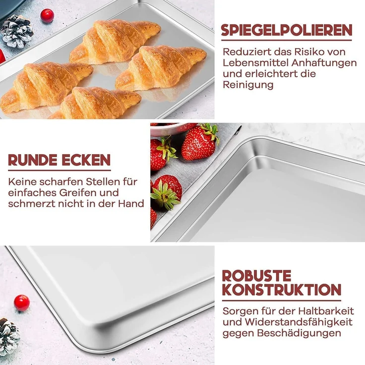 TEAMFAR Backblech Abkühlgitter Rechteckig Klein Edelstahl Ofenblech – Bild 3