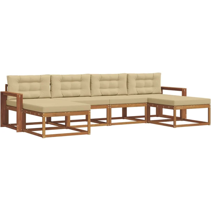vidaXL Outdoor-Sofagarnitur 6 stk. 6-Sitzer Natur und Beige 3367971 – Bild 2