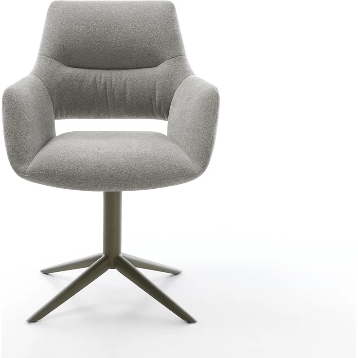 Drehstuhl Yago-Flex mit Armlehnen Strukturstoff Soft Grau Fußkreuz Effektfinish Titan 360° drehbar Wippfunktion Taschenfederkern – Bild 2