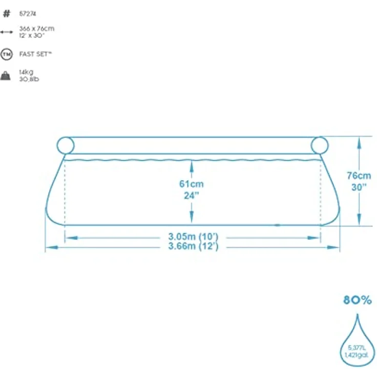 Bestway Fast Pool Set mit Filterpumpe 366x76 cm 57274 – Bild 6